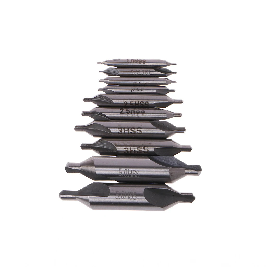 

10pcs/Lot Combined Countersink Bits 60 Degree Center Drill Bits Set HSS Metal Drilling Power Tools Lathe Milling Cutter Tool