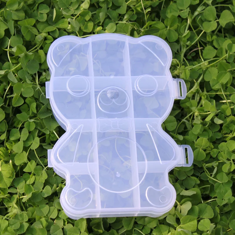 

10 grid bear PP plastic storage box Transparent plastic cosmetics storage box Creative debris finishing storage