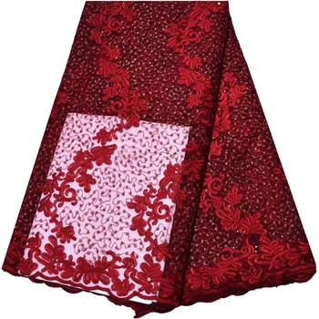 

Burgundy French Nigerian Lace Fabrics High Quality Tulle Mesh African Laces Fabric Wedding African Net Tulle Lace fabric N2896