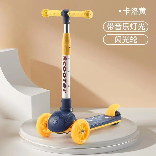LazyChild Scooter Children 1-2-6-8 Years Old Baby Step Car Foldable Flash Roller Skating Block With Music 2021 Dropshipping 6