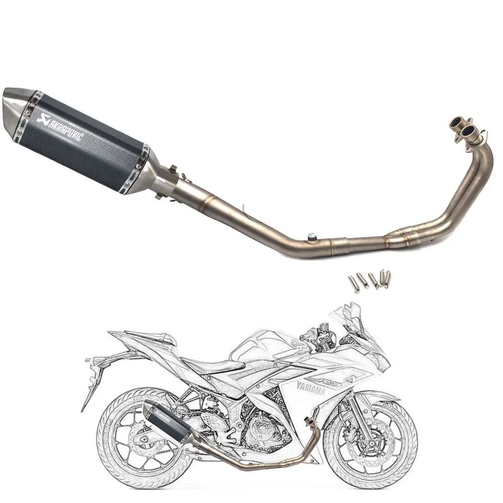 Полный выхлопной системы трубы выхлопной глушитель moto с выхлопной rcycle для Yamaha YZF R3 R25- MT03 - Цвет: 3