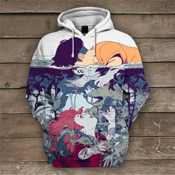 

2019 Hot New Sweatshirt Customize Ponyo Cartoon 3D Printing Hoodies Fashion Hooded Pullovers Tops Men's Clothing Drop Shipping