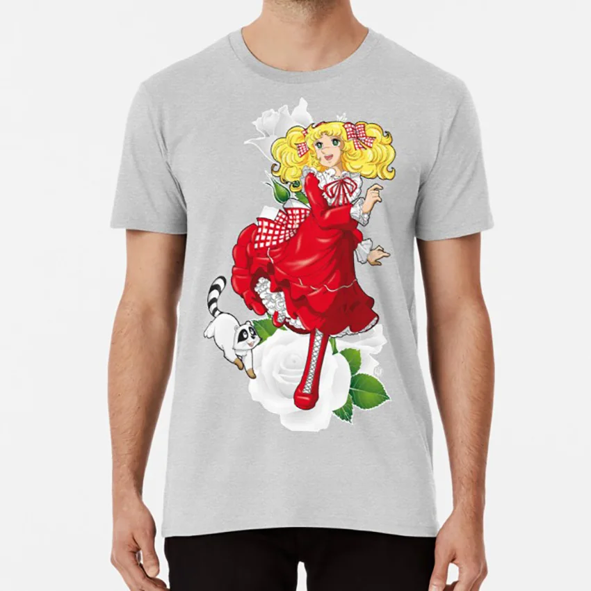 Candy& Klin футболка карамельный енот Аниме Манга красная роза старый блонд девушка shoujo - Цвет: Серый