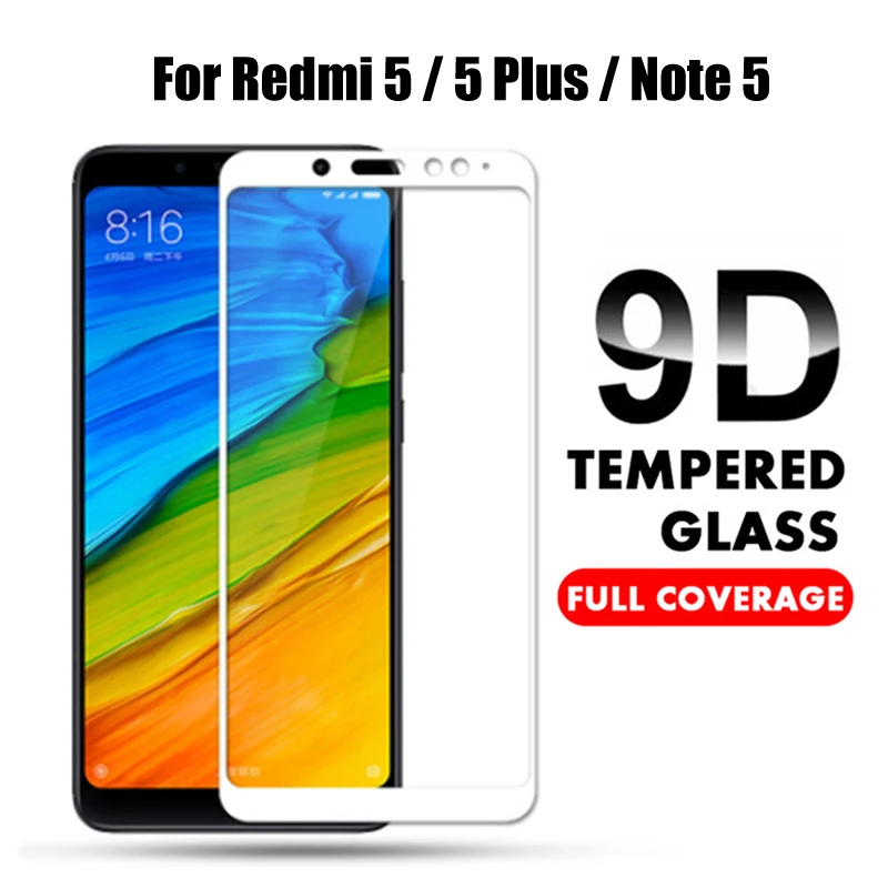 Закаленное стекло 9D для Xiaomi Redmi Note 5 глобальная версия Защита экрана Pro защитная
