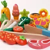 Simulation Kitchen Pretend Toy Wooden Classic Game Montessori Educational Toy For Children Kids Gift Cutting Fruit Vegetable Set 4