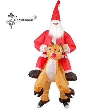 

Adult Christmas Cartoon Doll Costume Christmas Inflatable clothing Santa reindeer Clothes Santa Claus Dress Up Props Cosplay Set