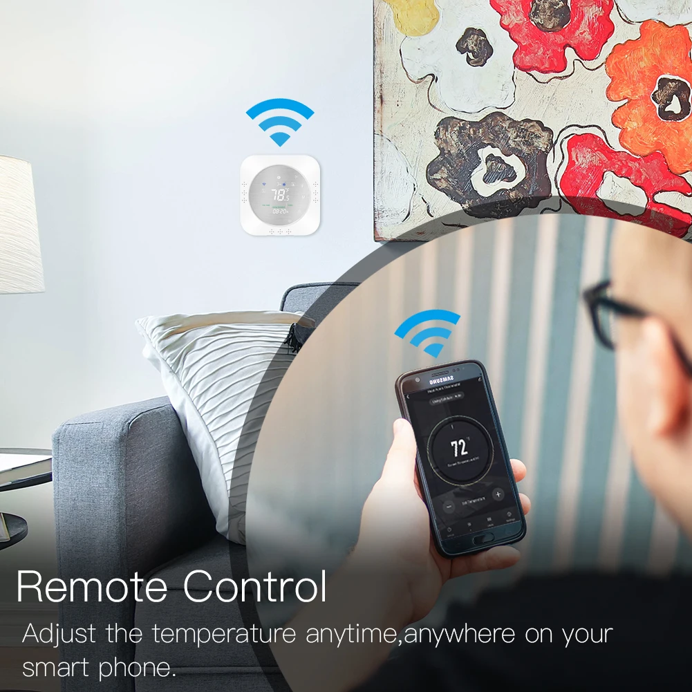 WiFi Smart Heat Pump 24V Thermostat Temperature Controller Smart Life/Tuya APP Remote Control,Works with Alexa Google Home