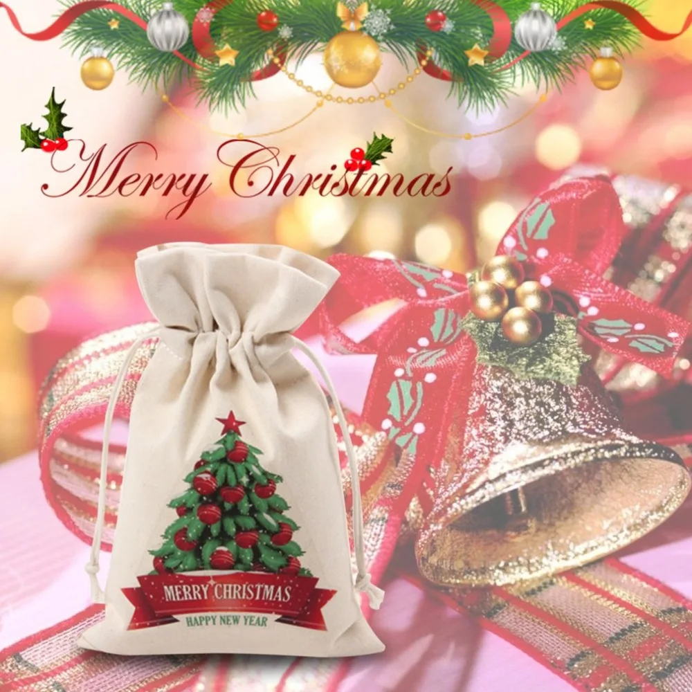 16x23,5 см рождественские мешки конфеты сумки холст Санта-мешки Рождественский подарок Рождественский чулок мешок рождественские Новогодние украшения для дома