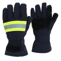 Gants de sécurité ignifuges noirs à bande réfléchissante, fournitures de Protection contre l'incendie pour soudage et temps froid, gants de lutte contre l'incendie 