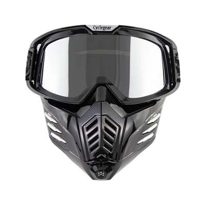 Cyclegear Маска Goggle очки для мотокросса мотоцикл Oculos установка для открытого лица шлем двойного назначения маска очки HD Gafas Moto CG18 - Цвет: Black Silver