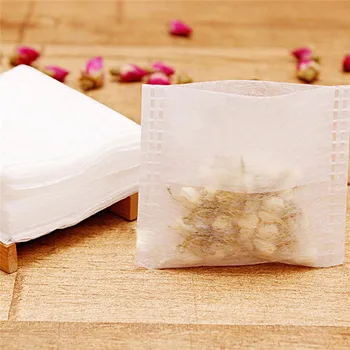 

Portable 100Pcs/lot Empty Tea Bags Corn Fiber Fold Close Heat Seal Filter Paper Tea Infuser