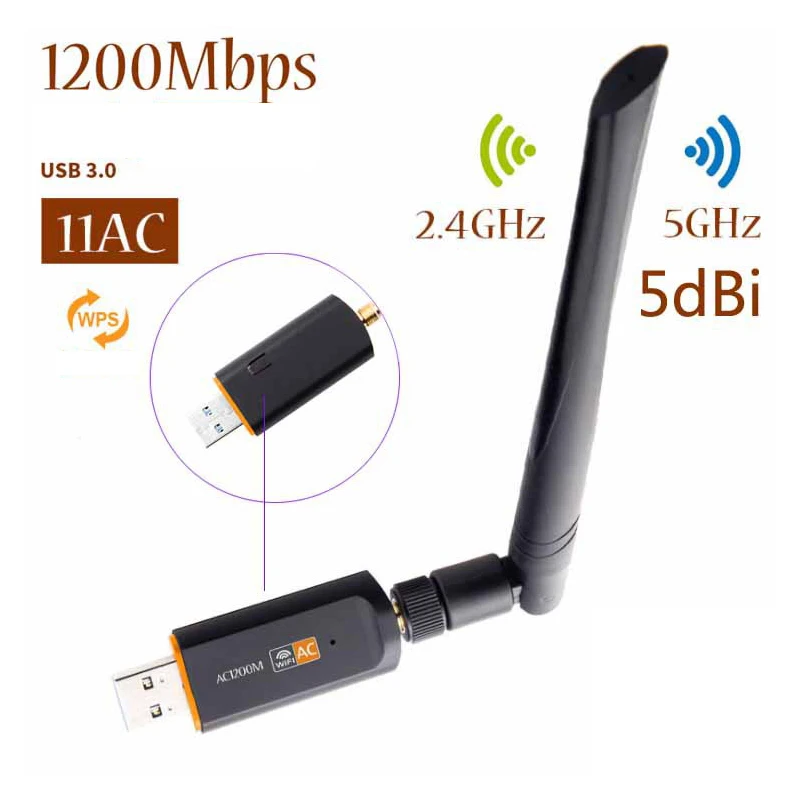 Creacube USB 3,0 1200 Мбит/с Wifi адаптер двухдиапазонный 5G 2,4 ГГц 802.11AC RTL8812 Wifi 5дб антенна сетевой адаптер карта для ноутбука ПК