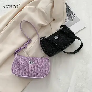 

Women Casual PU Handbag Purse Ladies Classic Texture Creative Design Chic Pleated Totes Travel Small Shoulder Bag
