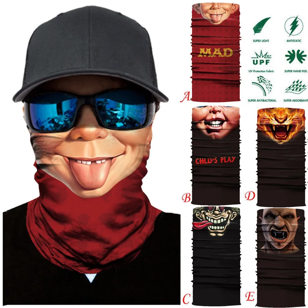 

3D Seamless Funny Printing Full Function Ski Motorcycle Bandana Neck Tube Warmer Cycling Biker Scarf Windproof Face Masks