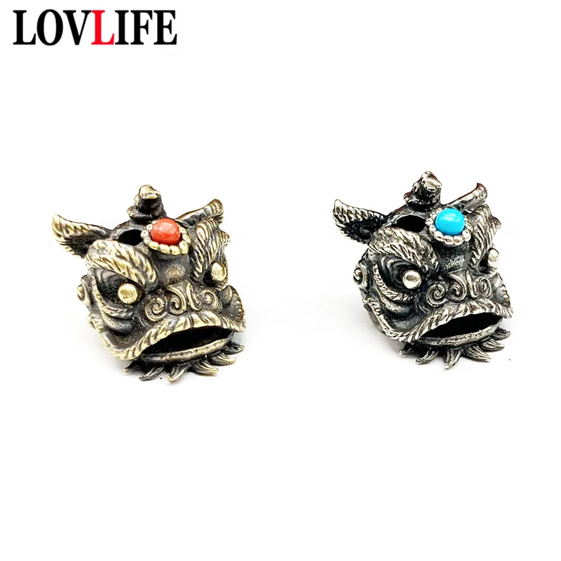 Original Chinese Lion Dance Knife Handle Pendant for Keychain EDC Handmade Brass Keyrings Pendants DIY Umbrella Rope Accessories | Украшения