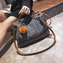 Английский стиль, женская сумка в стиле Бостона, женские сумки, большая емкость, шерсть, женские дорожные сумки через плечо для дам, большой размер, сумка через плечо