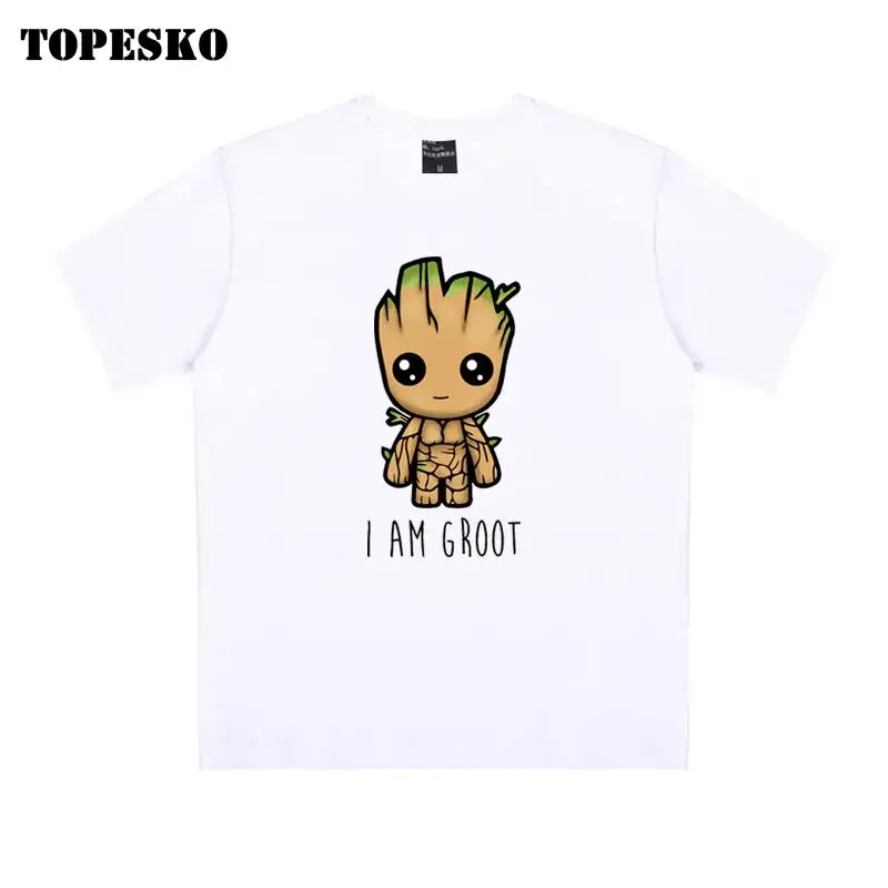 TOPESKO Футболка с принтом «I Am Groot», Мужская футболка из хлопка с коротким рукавом и рисунком, брендовая одежда больших размеров для подростков