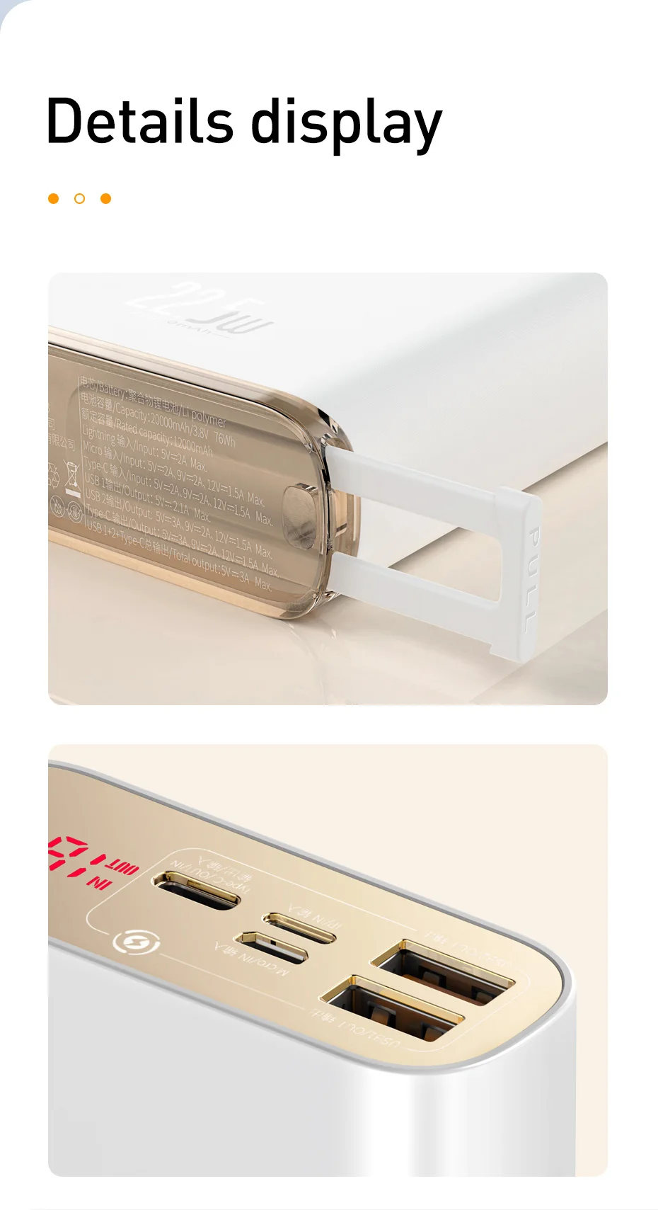 Baseus 20000mAh Power Bank LED Display Quick Charge 3.0 FCP Fast Charge PowerBank External Battery for iPhone XR X Xs Samsung
