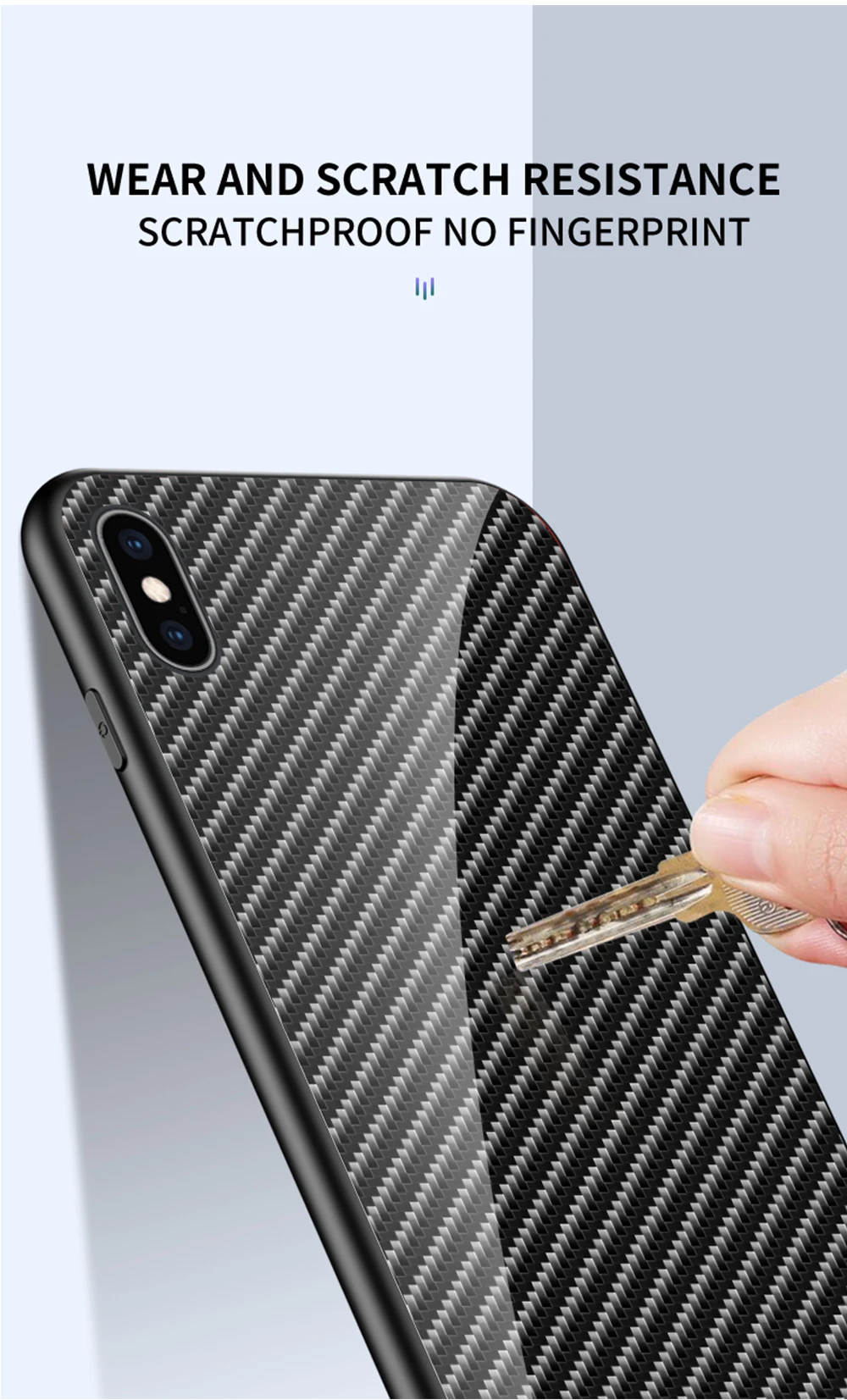 Модный чехол для Apple iPhone X XR, чехол из углеродного волокна с текстурой стекла, гибридный мягкий силиконовый чехол для iPhone XS Max, чехол для задней панели телефона