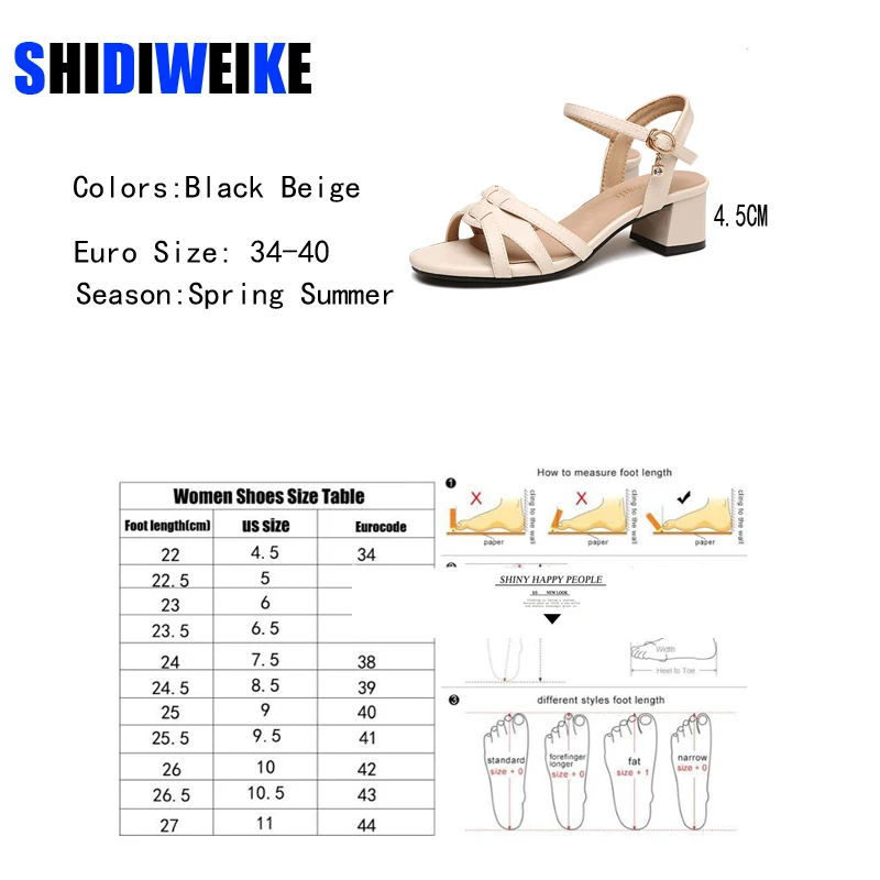 Women Sandals Summer Women Sandals Genuine Leather Large Size Comfort Square Heel Sandals Open Toe Shoes Woman Fashion AD1157