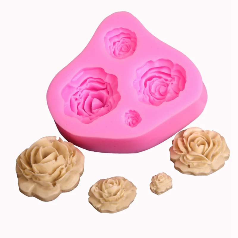 Rose Flower Shape Fondant Silicone Mold Kitchen Baking Chocolate Pastry Candy Clay Making Cupcake Lace Decoration Tools