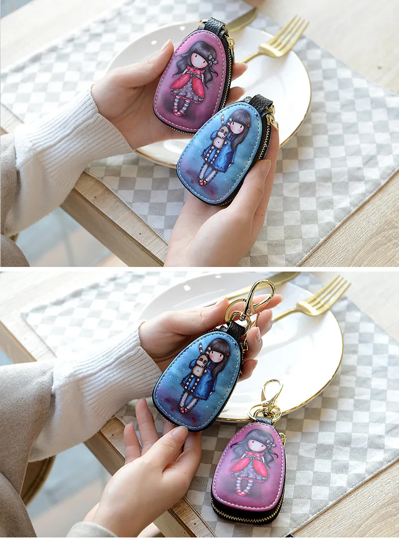 General car key case cartoon pattern protection cover men and women key case Porta Chaves Purse Porta Chave Funda Llave