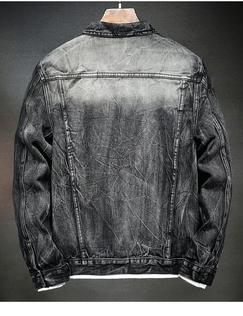 Новинка, Kot Ceket, черная, серая, Chaqueta, vaqueta, Hombre, Повседневная джинсовая куртка, Мужская, с отворотом, модная, облегающая, Kurtka, джинсовая куртка, мужское пальто