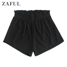 ZAFUL женские шорты для плавания с воланами, ребристые шорты для мальчиков, бикини, черные шорты бикини, плавки с высокой талией, Шорты для плавания