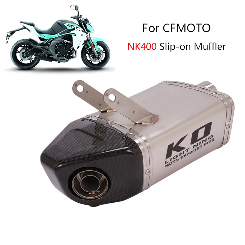 

For CFMOTO NK400 Exhaust Pipe Motorcycle Carbon Fiber Muffler Escape with Removable DB Killer Slip On Stock Catalyst Exhaust Tip