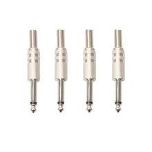 

4Pcs 6.35mm Metal Mono Amplifier Plug 1/4Inch Microphone Audio Monaural Connector Jack Mono Male Electric Guitar Audio Plug