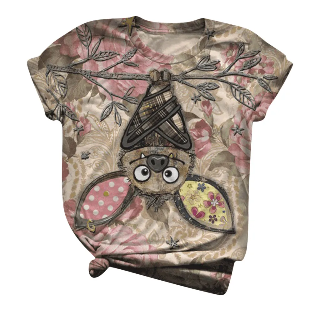Plus Size Women Short Sleeve 3D Animal Printed O-Neck Tops Tee T-Shirt magliette donna Harajuku Kawaii#s