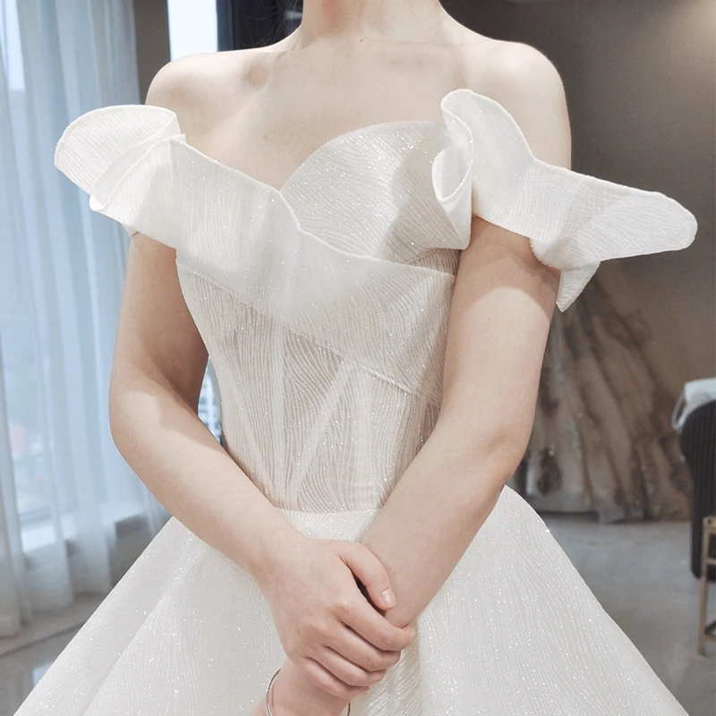 Summer Wedding Celebrity Backless Ruffles Short Dress Sexy Women Ball Gown Slash Neck Chinese Style Party Dresses Wholesale