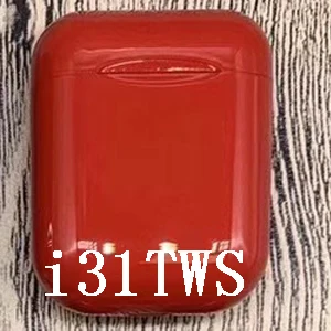 i31 TWS 1:1 Реплика беспроводной Bluetooth 5,0 наушники раздельное использование QI Беспроводная зарядка супер бас наушники pk i22 i23 - Цвет: Красный