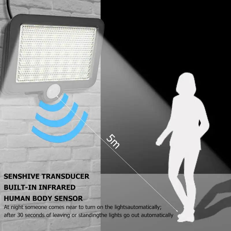 COB 56LED Солнечная Сплит лампа датчик движения водонепроницаемый Наружное ночное освещение 3 режима