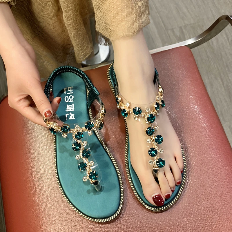 boho bling crystal sandals