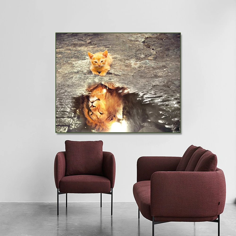 

Laeacco Canvas Stranger Thing Posters and Prints Painting Calligraphy Tiger Cat Wall Art Humor Picture Living Room Home Decor