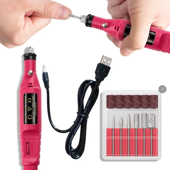 

USB Electric Nail Drill Machine Manicure Set Pedicure Gel Remover Kit Strong Nail Drill Tools Polishing Sanding Bands
