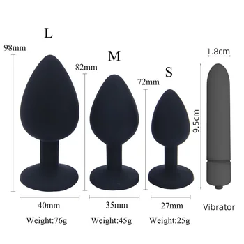 Adult Silicone Anal Plug Dildos Bullet Vibrator Butt Plugs Sex Toys for Women Men Gay Prostate Massager Anal Masturbating S/M/L 6