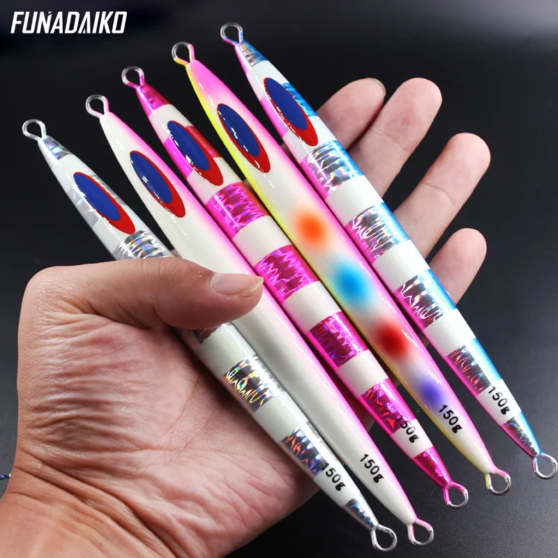 FUNADAIKO длинные быстроходные приманки для морской рыбалки, светящиеся, светящиеся, искусственные приманки-джиг 80g100g150g200g
