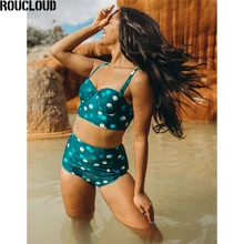 Бикини, сексуальный, цветочный принт, высокая талия, купальник, пуш-ап, купальник для женщин, Ретро стиль, бикини, купальник, Femme Maillot de Bain, XXL