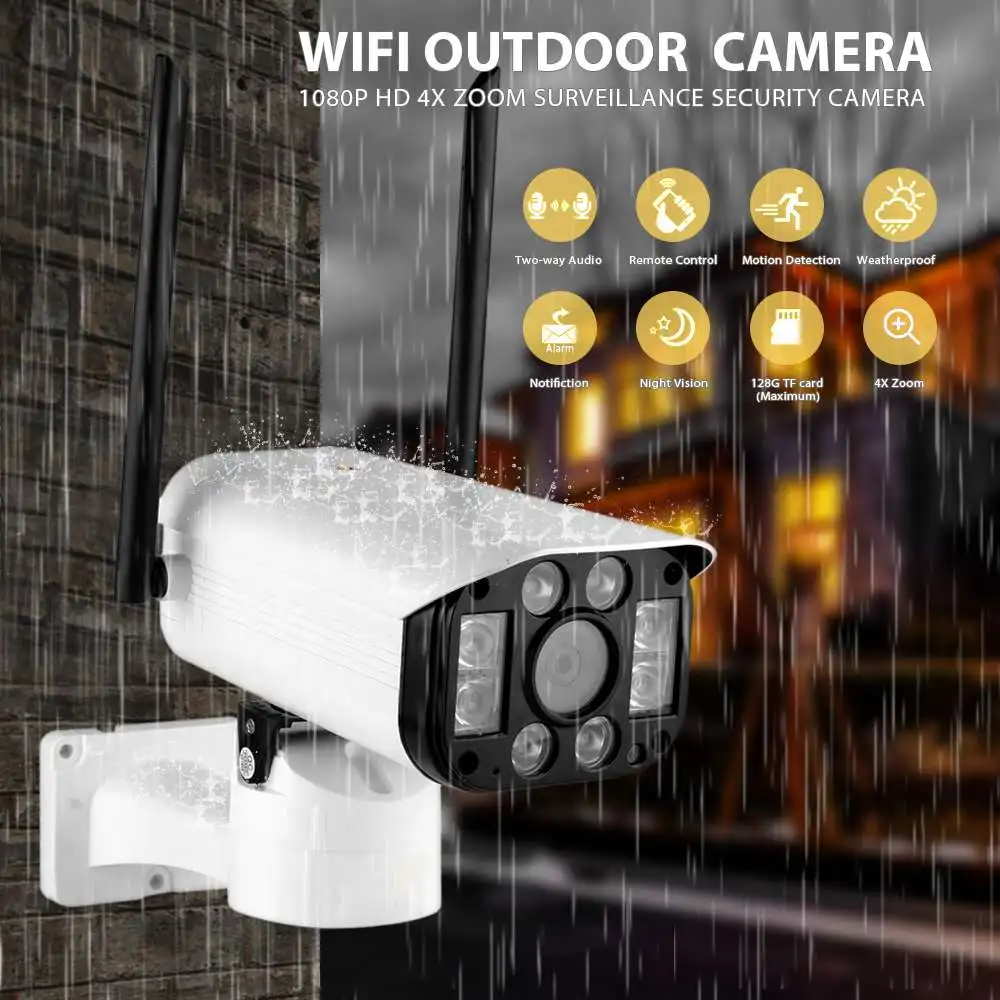

4X Zoom Full Color 1080P HD WiFi PTZ IP Camera Home Security Night Vision Two Way Audio CCTV Outdoor SD-Card IR 50M IP Camera