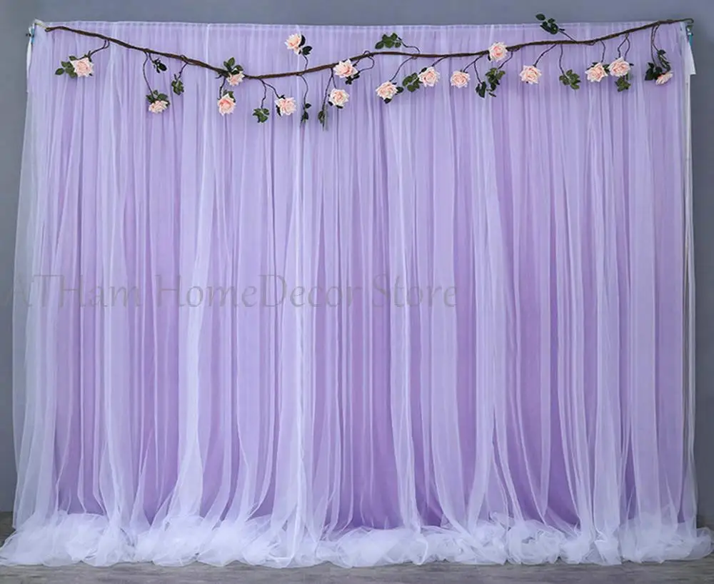 

Lavender Tulle Chiffon Curtains Bridal Shower Wedding Ceremony Backdrop Baby Shower Backdrop Photo Booth Background