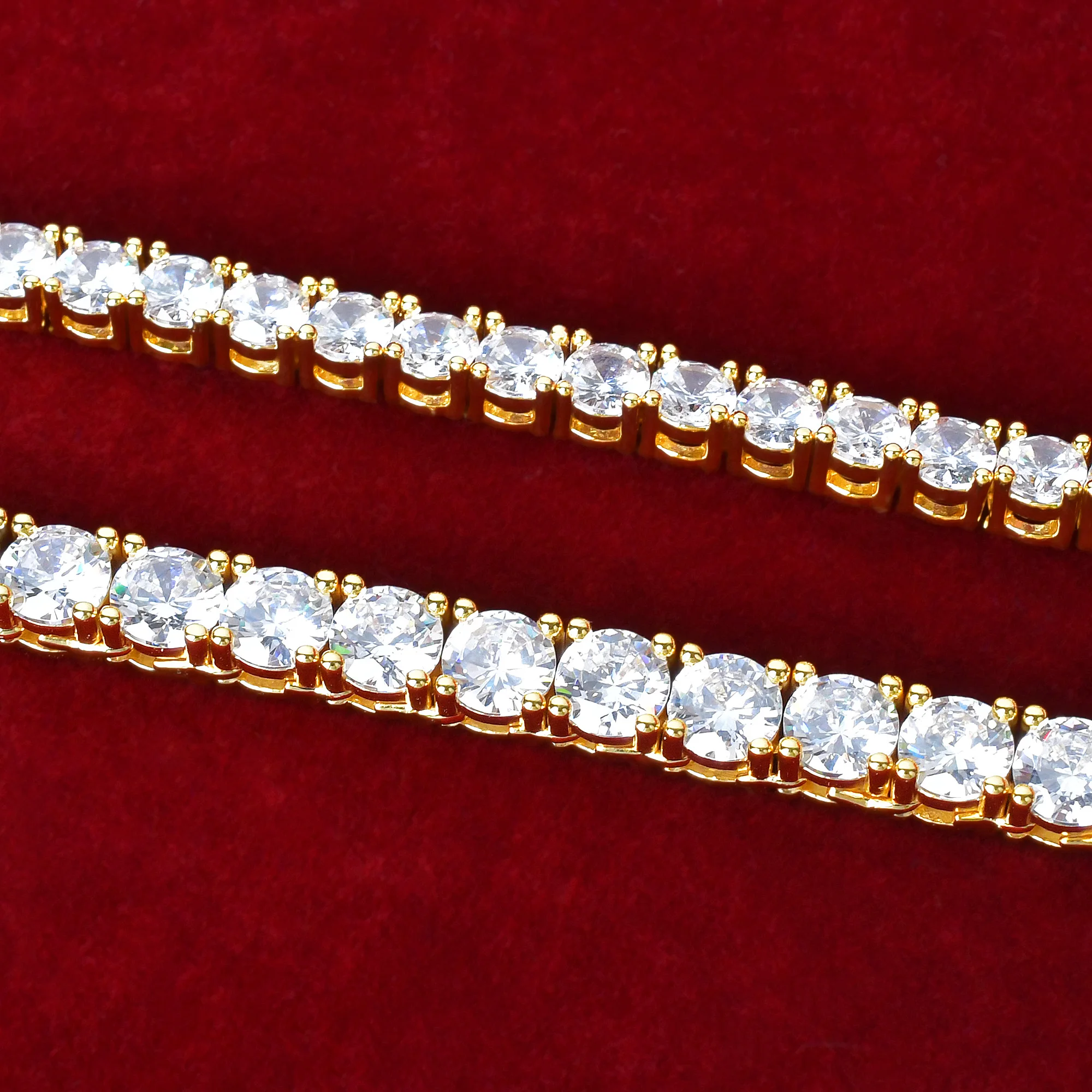 Tennis Chain Men Necklace Real Gold Plated Hip Hop Rock Street Jewelry Iced Out Charms Items Christmas cuban necklaces fashion necklace metal necklace statement necklace pendant necklace sterling chain necklace