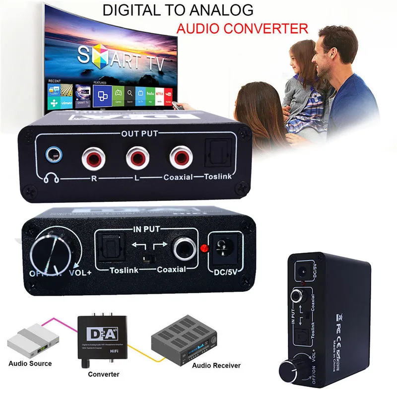 Hot Sale 192KHz DAC Digital to Analog Converter Audio HiFi Headphone Converter Amplifier 3 5mm Jack Adapter