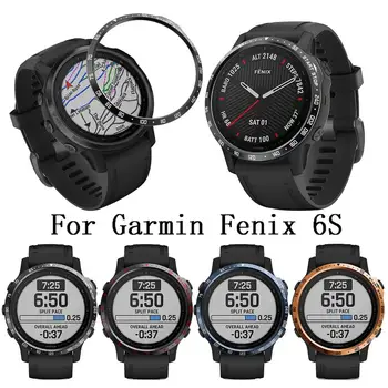 

For Garmin Fenix 6S Smart Watch Metal Bezel Ring Stainless Steel Sculptured Time Units Adhesive Cover Anti-scratch Iron Ring