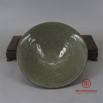 

Song Yaozhou Kiln Celadon Baby Play Carves Flower Bowl Flower Vase High Antique Vase Decoration Porcelain Collection Home Decor