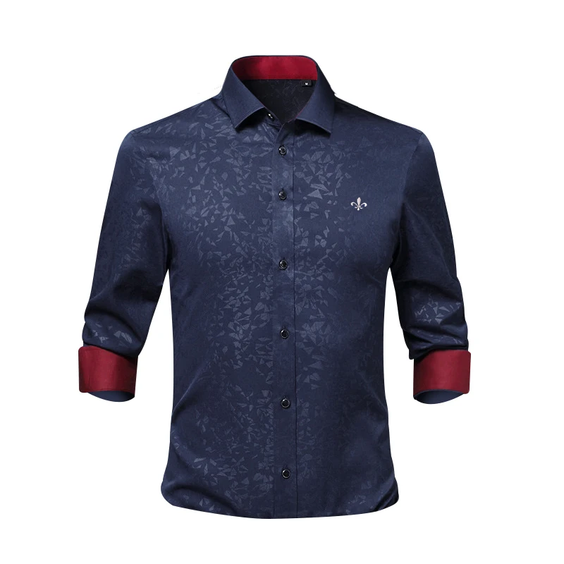 Глажка Jacquar Fashion Blusa Camisa Social Masculina Dudalina рубашка с длинными рукавами, приталенная мужская одежда с цветочным рисунком