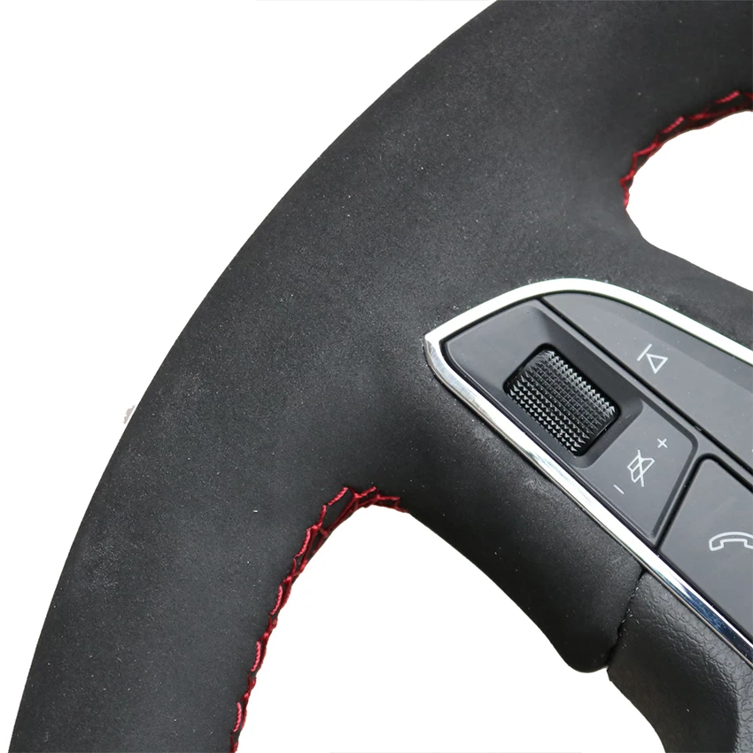 Черный чехол на руль из натуральной кожи и замши для Seat Leon Cupra R 2013- Leon ST Cupra 2013- Ateca Cupra