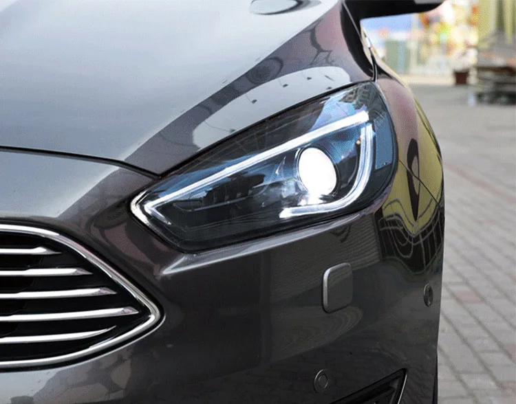 Автомобильный Стильный чехол для Ford Focus, фары, светодиодный фонарь, DRL Объектив, двойной луч, HID