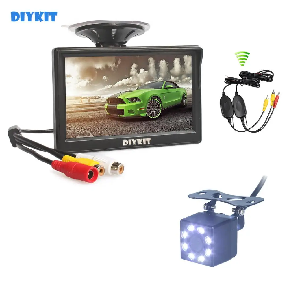 DIYKIT беспроводной " HD Автомобильный монитор заднего вида Водонепроницаемый светодиодный ночного видения резервная камера заднего вида для помощи при парковке